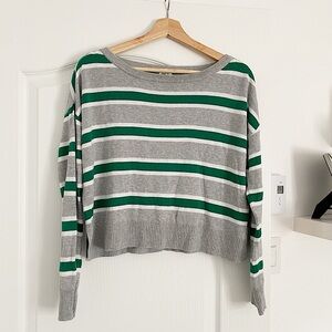GARAGE | Grey striped crewneck sweater